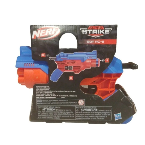 Hasbro Nerf Alpha Strike BOA RC-6 Blaster with 6-Dart Rotating Drum Red/Blue NWT - Picture 7 of 7